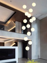 Stairs Modern Nordic LED Glass Chandelier Loft Duplex Living Room Lamp Hotel Lobby Long Chandelier Home Decorative Lighting
