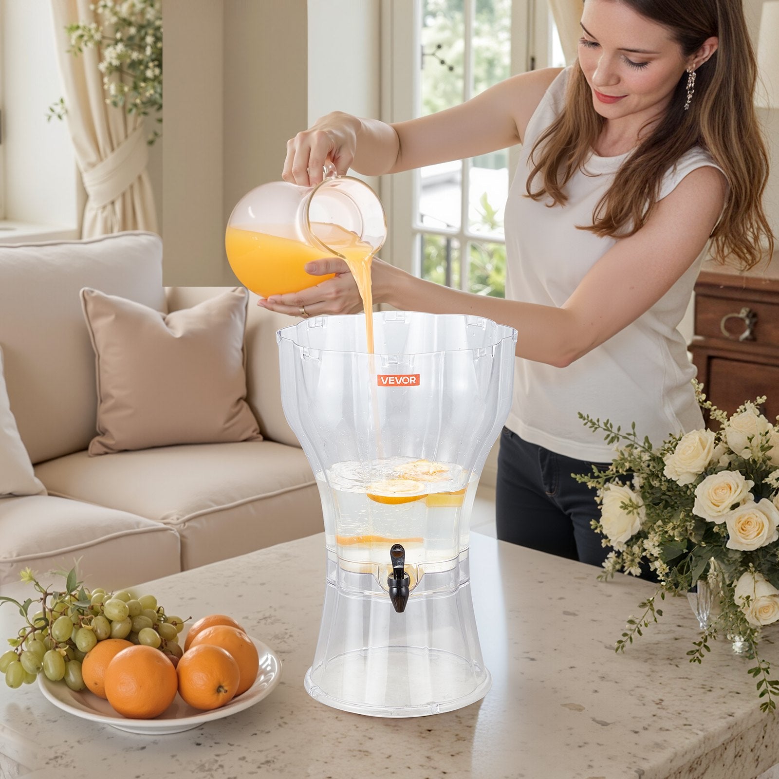 Drink Dispenser 3.4 Gal Beverage Dispenser For Parties Plastic With Spigot