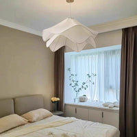 White Fabric Pendant Lamp LED Nordic Minimalist Flower Double-layer Chandelier Bedroom Living Dining Room Decor Pendant Light