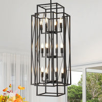 8-Light Lantern Tiered Pendant Light Fixtures, No Assembly Required Farmhouse Chandelier for Entryway, Large Chandeliers for High Ceilings, Modern Hanging Light Fixture for Foyer, Staircase