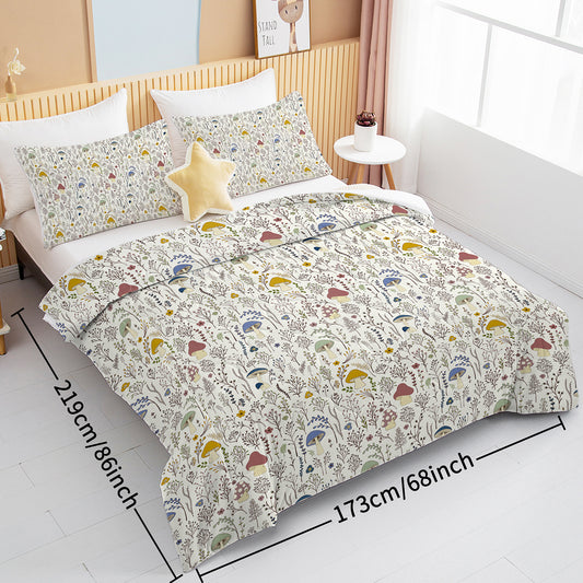 3 Pieces Mushroom Decoration Comforter Set Soft Bedding Set For Home Bedroom Decor Twin Full Queen King Size