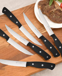 8-Piece 4.5-Inch Steak Knife Set, Carbon Steel Double Bevel, With Eco-Friendly POM Handles And Gift Box