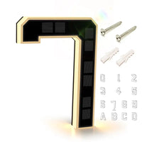 9/6.7/4.7In Solar-Powered Illuminated Outdoor Address Signs - IP54 Waterproof Auto On/Off LED House Numbers Plaque,Modern Farmhouse Home Decor, DIY Personalized Exterior Door Addressing Accessory