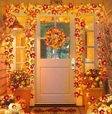 Simulation Maple Leaf Light String Thanksgiving Halloween Room Decoration Arrangement Battery Box - CJDS - FC
