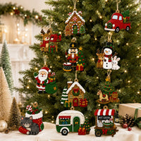 11 PCS 2D Flat Christmas Felt Ornaments, Christmas Hanging Felt Decor, DIY Holiday Decor for Home Halloween Party Accessories