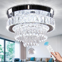 11.8" Crystal Ceiling Light, Flush Mount LED, Warm White