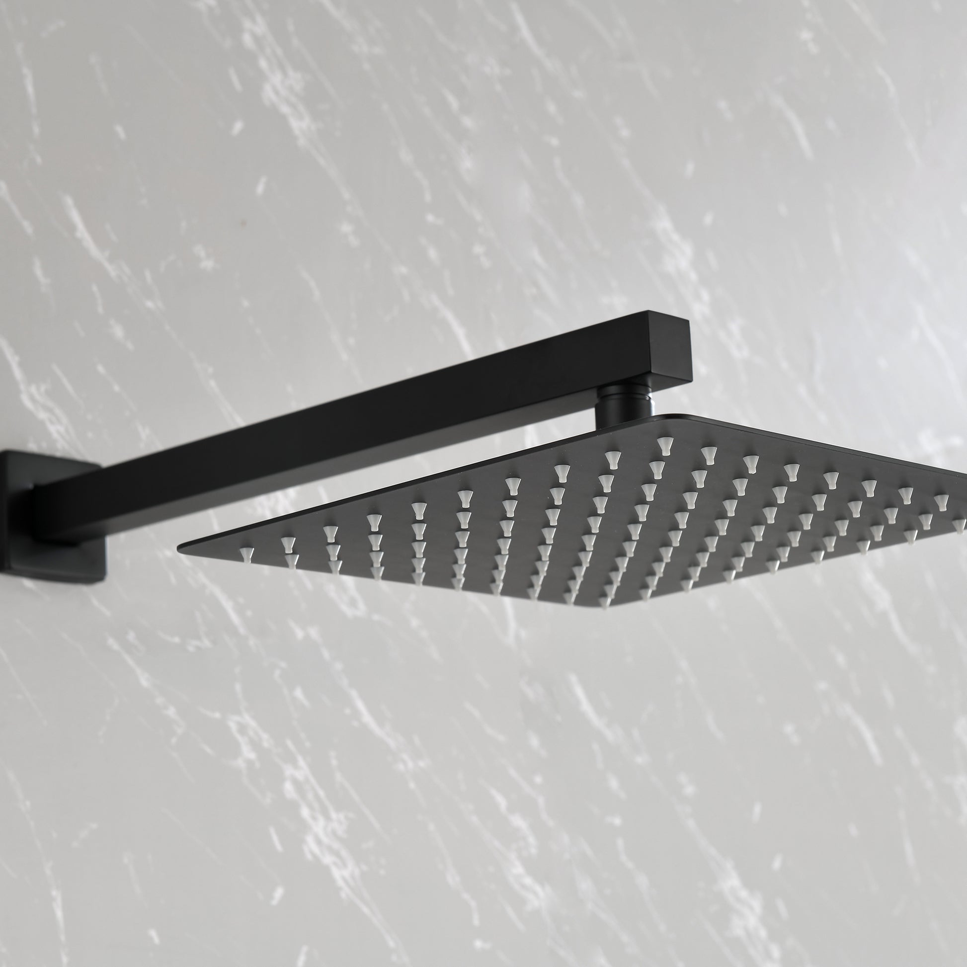 Brass Matte Black Shower Faucet With Shower System,10 Inch Shower Head And Handheld Spray Bathroom Combination