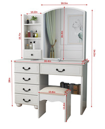 Vanity Desk With Mirror & Lights, Makeup Table Set - CJDS