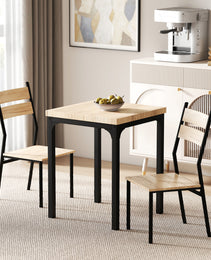 3 Piece Dining Table Set for 2, Modern Kitchen Table and Chairs, Dining Room Set for Breakfast Nook, Light Wood Grain