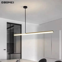One-word Long Strip Led Restaurant Pendant Lights Nordic Simple Dining Table Bar Chandeliers Modern Home Indoor Lighting Lamps