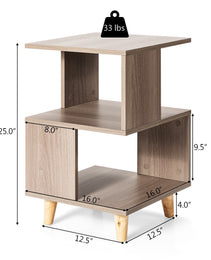 2 Pieces Wooden Modern Nightstand Set With Legs For Living Room
