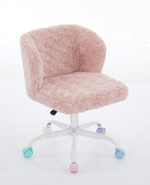 A&A Furniture Office Chair,Artificial Rabbit Hair Home Office Chair With Metal Base,Adjustable Desk Chair Swivel Office Chair,Vanity