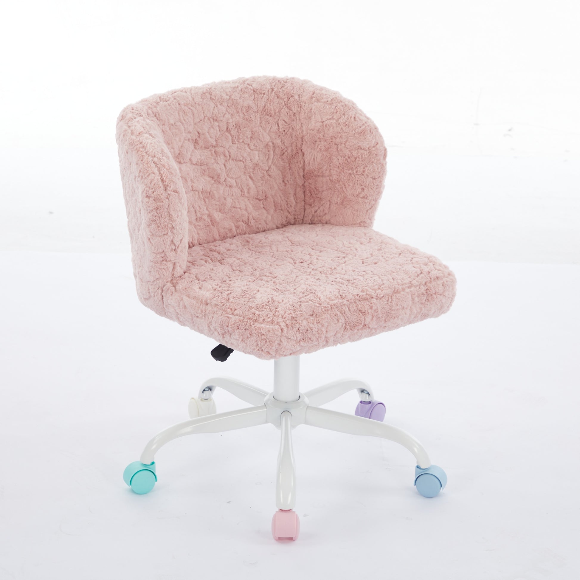 A&A Furniture Office Chair,Artificial Rabbit Hair Home Office Chair With Metal Base,Adjustable Desk Chair Swivel Office Chair,Vanity