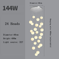 Stairs Modern Nordic LED Glass Chandelier Loft Duplex Living Room Lamp Hotel Lobby Long Chandelier Home Decorative Lighting