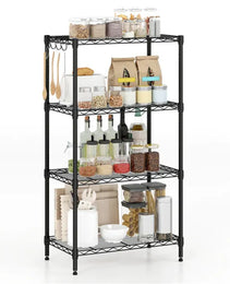 4-Tier Heavy-Duty Metal Wire Shelving, 600 Lbs Total Load Capacity With Anti-Toppling Kits For Garage & Kitchen