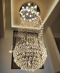 D24'' X H78'' Crystal Chandelier for Entryway High Ceiling Chandeliers Glam Chandelier Modern Large Raindrop Chandeliers LED Dimmable Light Fixtures for Staircaes Foyer Living Room