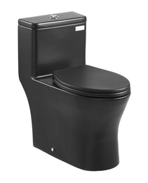 One-Piece Elongated Toilet – Vortex Dual Flush 1.0/1.28 GPF, Skirted Easy-Clean Design, Standard Height (Black & Silver, 12" Rough-In)