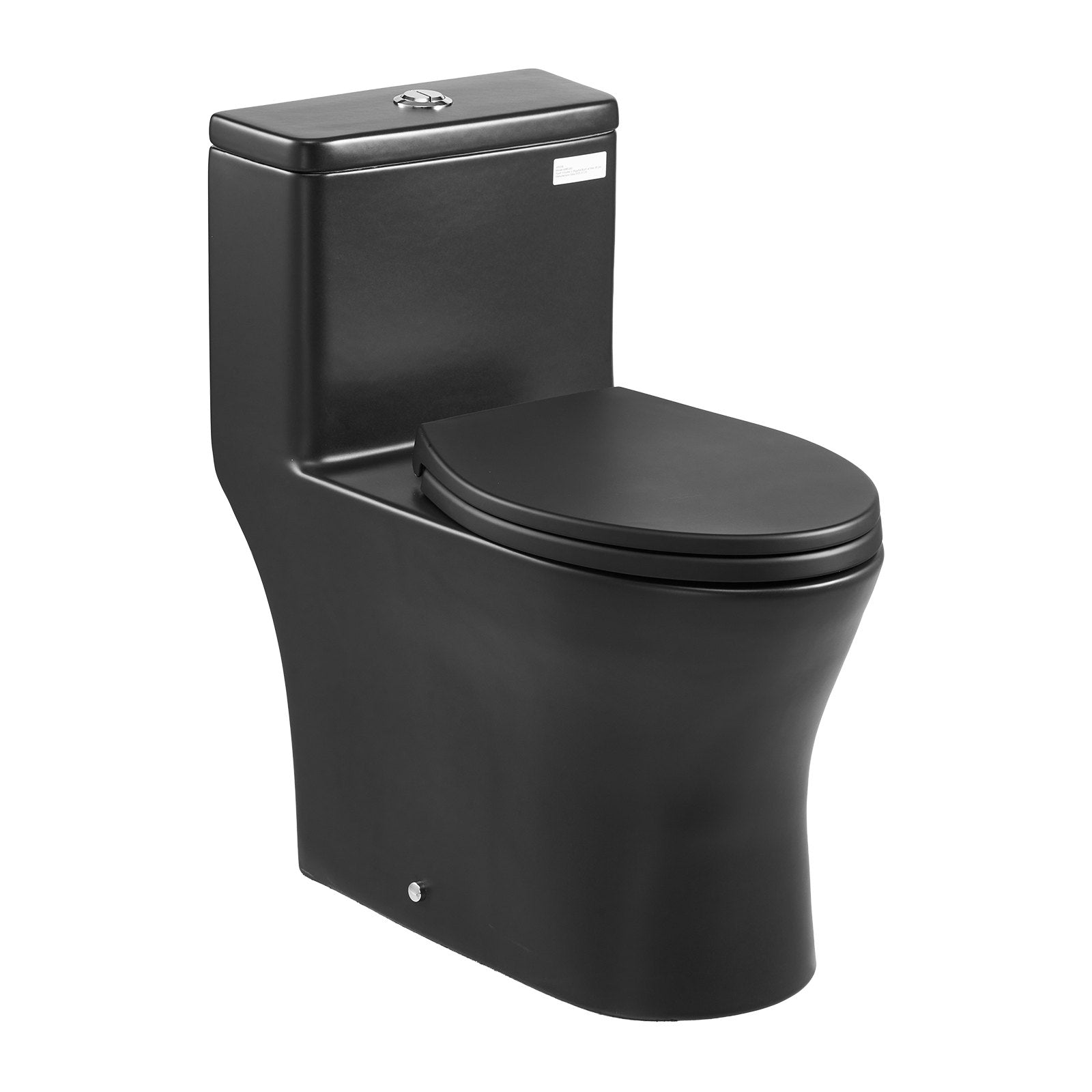 One-Piece Elongated Toilet – Vortex Dual Flush 1.0/1.28 GPF, Skirted Easy-Clean Design, Standard Height (Black & Silver, 12" Rough-In)