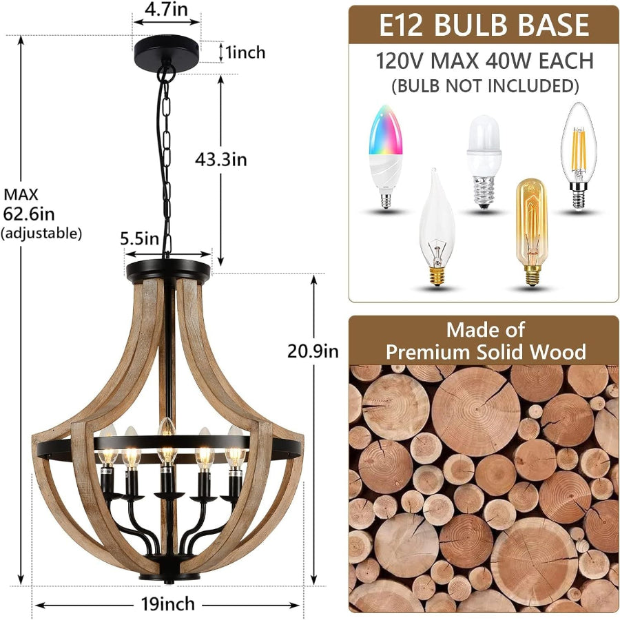 Solid Wood Modern Chandelier