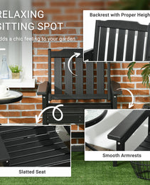 2 Piece All-Weather Patio Chairs, HDPE Patio Dining Chair Set, Heavy Duty Wood-Like Outdoor Furniture, Black