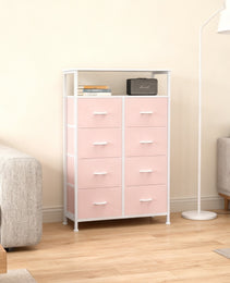 8-Drawer Fabric Dresser With Open Shelf, 45.9-inch Tall Storage Cabinet For Bedroom Closet Organization