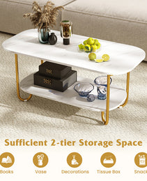 Modern 2-tier Faux Marble Top Coffee Table