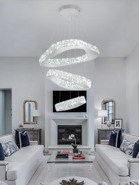 Large Modern Chandelier 5 Ring Chandeliers for High Ceiling Dimmable Black Chandelier High Ceiling Foyer Chandeliers for Living Room Dining Room Staircase