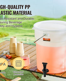 Beverage Dispenser, 5 Gallon Drink Dispensers For Parties, Plastic Juice Dispenser With Spigot And Lid, Iced Tea Lemonade Juice Water Dispenser, For Restaurants, Hotels, Parties