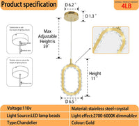 Gold 1 Ring Pendant Lights Kitchen Island Single Head Crystal Chandeliers Foyer Entrance Modern LED Dimmable Chandeliers