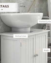 Under Sink Bathroom Cabinet, Pedestal Sink Storage Cabinet with 2 Doors, Shelf and U-Shape, White