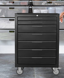 7-Drawer Rolling Tool Chest Cabinet, Large Capacity Metal Tool Box With Wheels And Cylinder Locking, Roll Around Storage Organizer Tool Cart For Garage, Warehouse, Work Shop - Black