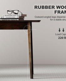 47.2" Rectangle Dining Table for 4, Mid-Century Modern Kitchen Table with Rubber Wood Frame for Dining Room, Mahogany