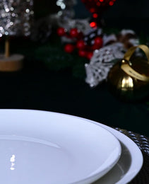 Jasmine Bone China Dinnerware Set, 16 Pieces, Service For 4, White Plates, Dishes, Bowls Set, Microwave And Dishwasher Safe