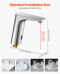 Touchless Bathroom Sink Faucet, Automatic Motion Sensor Restroom Toilet Faucet, HandsFree Adjustable Cold Hot Single Handle Water Mixer Battery Operated For 9/16 In Pipe,Brushed Nickel Silver