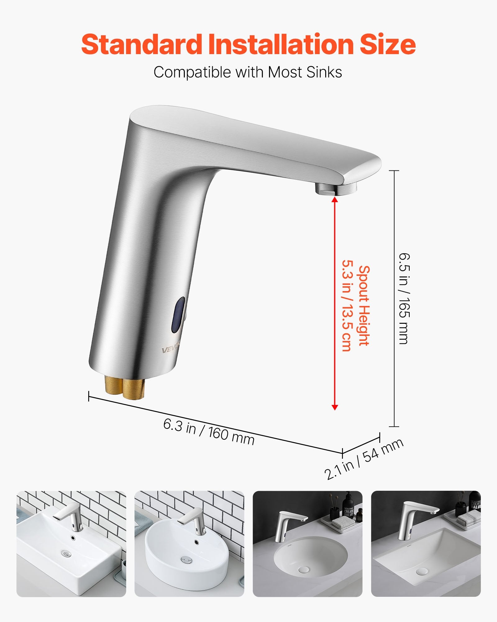 Touchless Bathroom Sink Faucet, Automatic Motion Sensor Restroom Toilet Faucet, HandsFree Adjustable Cold Hot Single Handle Water Mixer Battery Operated For 9/16 In Pipe,Brushed Nickel Silver