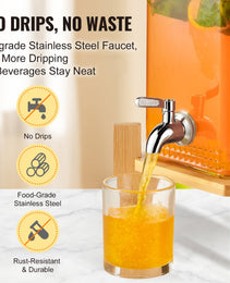 Beverage Dispenser, 1.5 Gallon Drink Dispensers For Parties, Glass Juice Dispenser With Stand, Stainless Steel Spigot, Iced Tea Lemonade Juice Water Dispenser, For Restaurants, Hotels, Parties