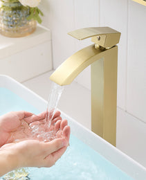 Brushed Gold Bathroom Faucet,Faucet For Bathroom Sink, Single Hole Bathroom Faucet Modern Single Handle Vanity Basin Faucet
