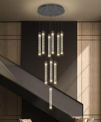 35-Light Long Large Modern Led Crystal Chandeliers Modern Spiral Chandeliers High Ceilings Chandelier for Staircase Foyer Chrome