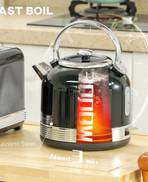 Midnight Series: 3000W Rapid-Boil Kettle & 4-Slice Toaster Set