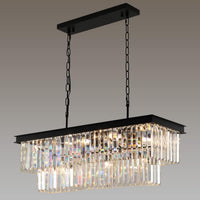 Black Crystal Chandeliers for Dining Room，18-Lights L46 Inch