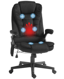 6 Point Executive Office Chair with Heat, Velvet High Back Vibrating Massage Office Chair, Black
