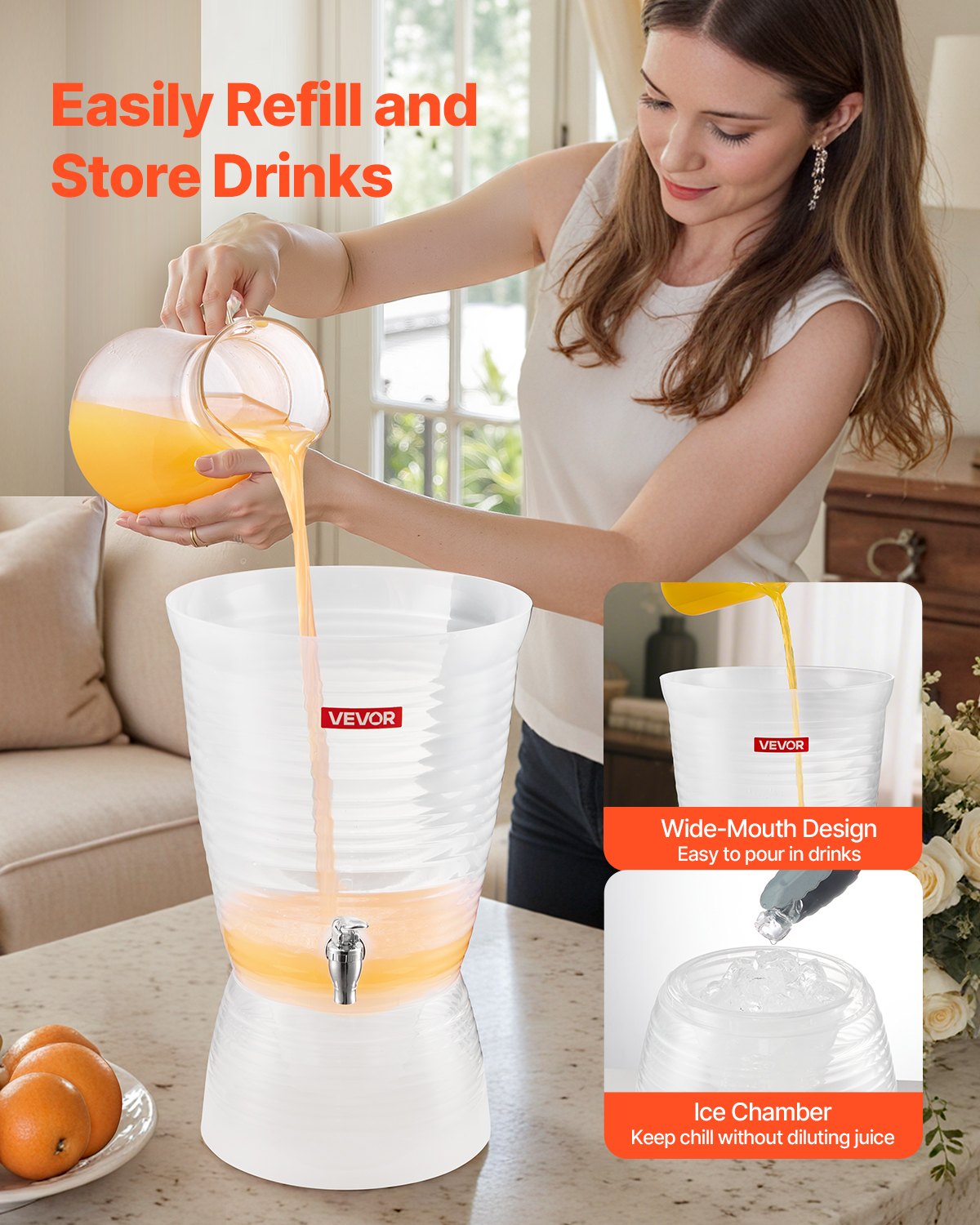 Drink Dispenser 2.64 Gal Beverage Dispenser For Parties Plastic With Spigot