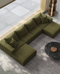Oversized Sponge Cloud Sofa,Modern Upholstered Sectional Sofa Couch Set,Modular 162 L Shaped Sectional Living Room Sofa Set With 6 Pillows,Free Combination Sofa Couch For Living Room,BedroomWF055