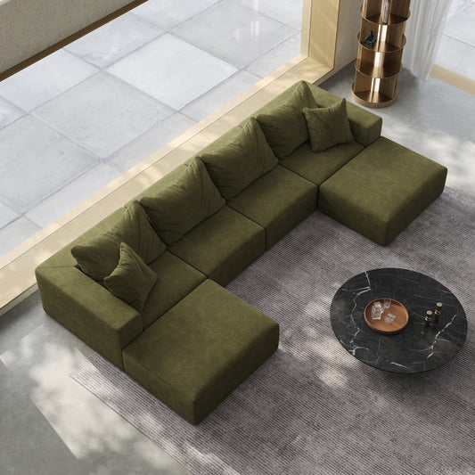Oversized Sponge Cloud Sofa,Modern Upholstered Sectional Sofa Couch Set,Modular 162 L Shaped Sectional Living Room Sofa Set With 6 Pillows,Free Combination Sofa Couch For Living Room,BedroomWF055