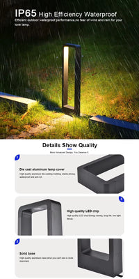【CHIMU HOME】60/80cm Waterproof Solar Bollard Post Light Modern LED Landscape Pathway Garden Decor Lighting