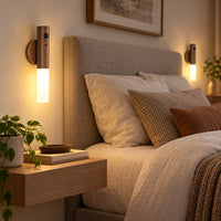 Rechargeable Motion Sensor Wall Light – Magnetic Wooden Sconce