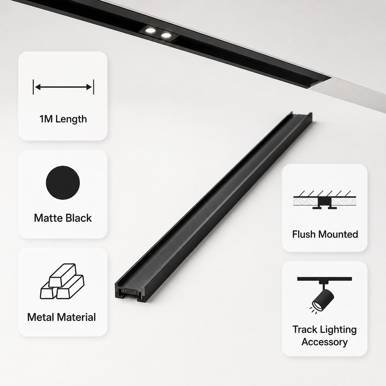 Milight Track magnetic blackStyle Flush Mounted - 1M - AMMR20F15B