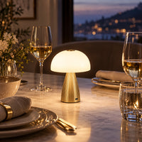 ABKO Cordless Rechargeable Mushroom Table Lamp – 3-Color Dimmable
