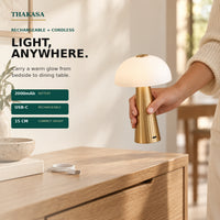ABKO Cordless Rechargeable Mushroom Table Lamp – 3-Color Dimmable