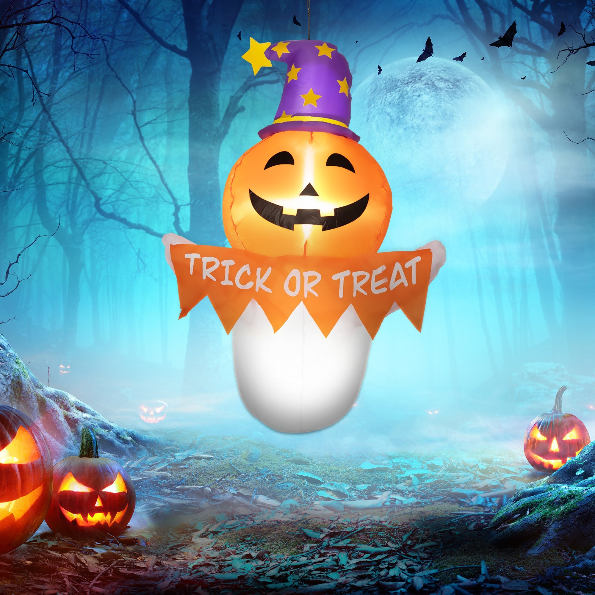 3.4-ft Orange-Face Window Ghost Inflatable